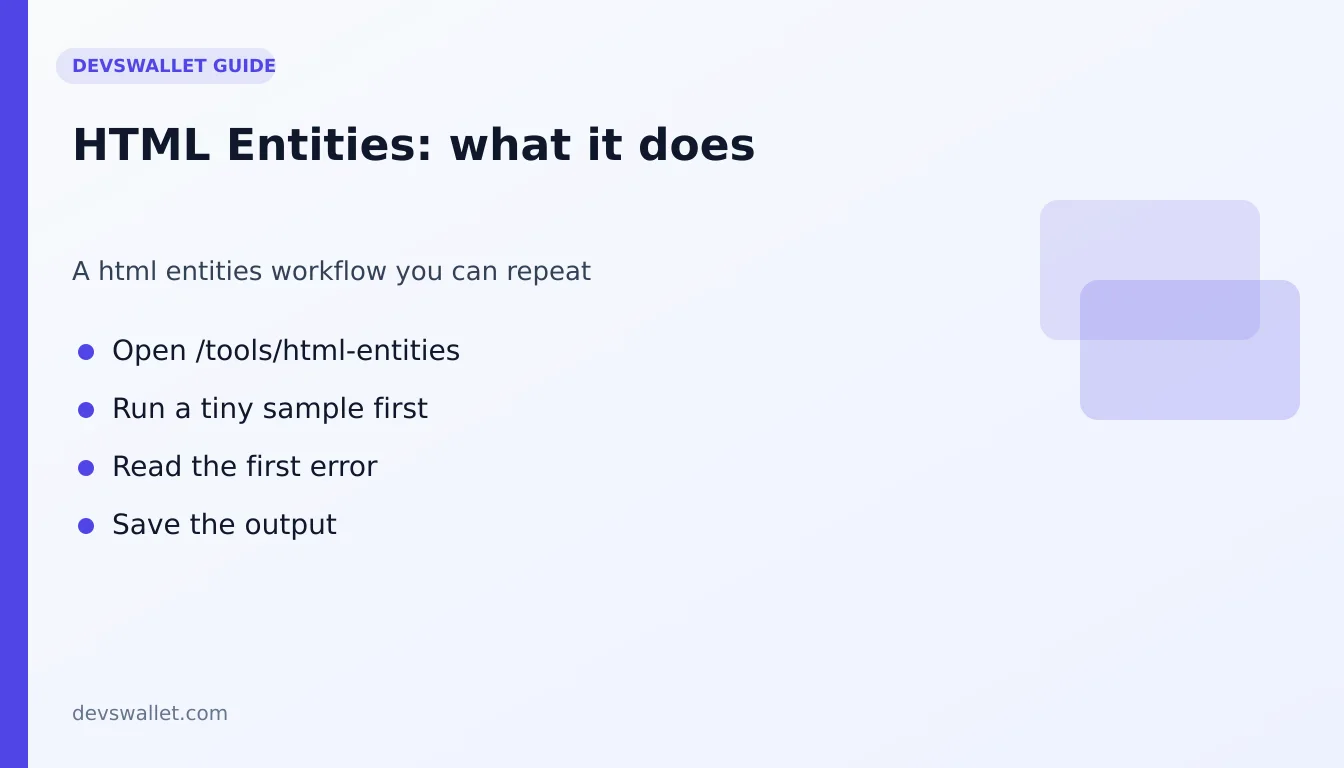 HTML Entities workflow diagram for html entities