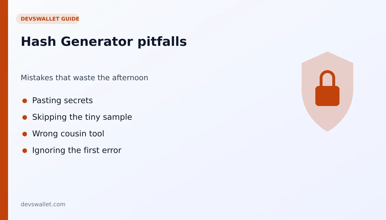 Hash Generator common mistakes illustration for hash generator