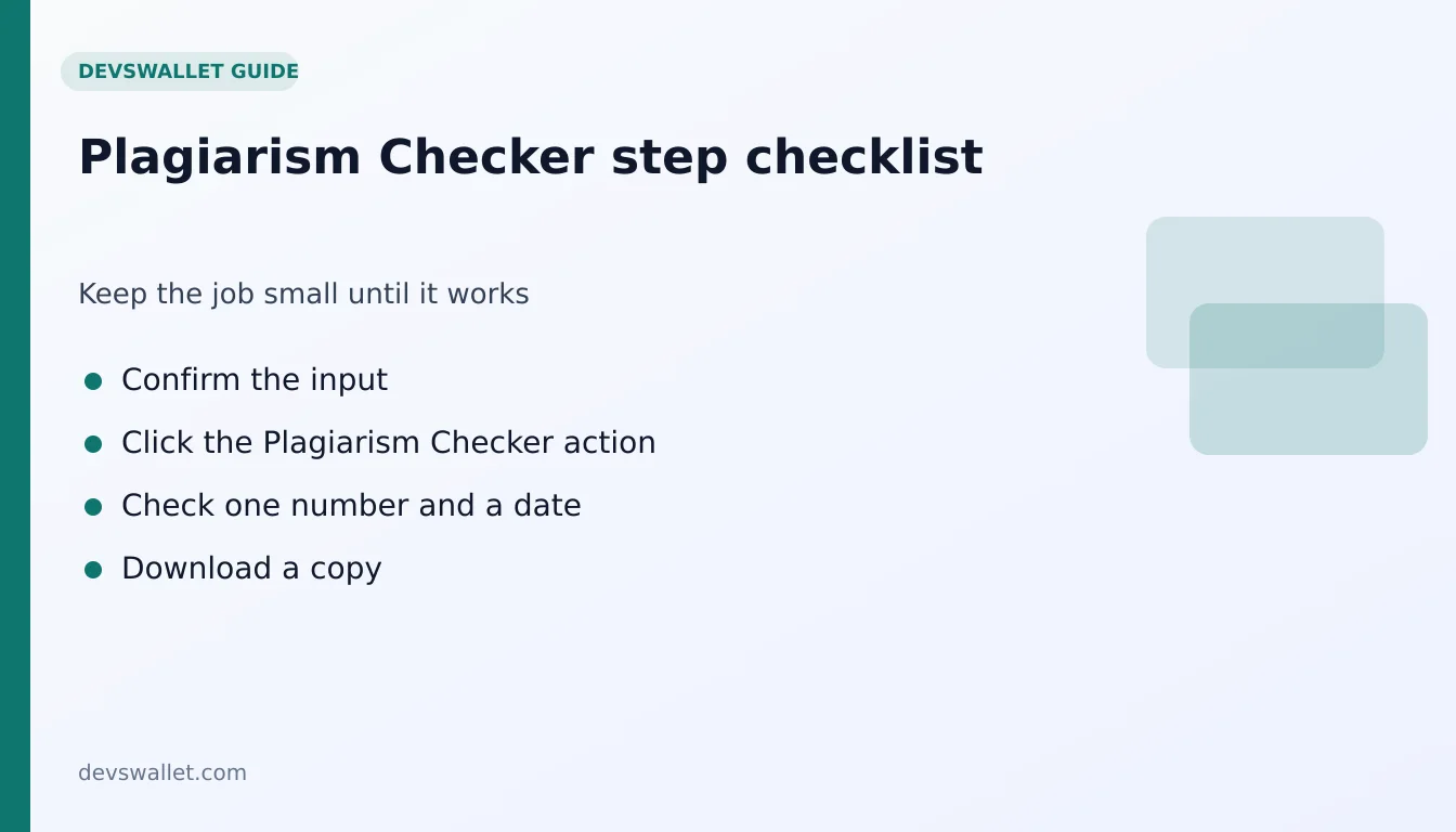 Plagiarism Checker step-by-step checklist for plagiarism checker