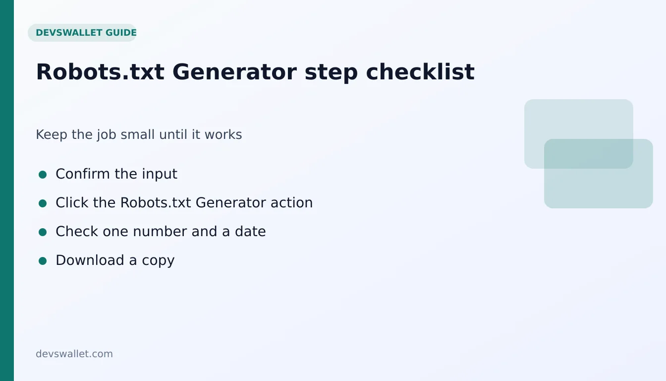 Robots.txt Generator step-by-step checklist for robots.txt generator