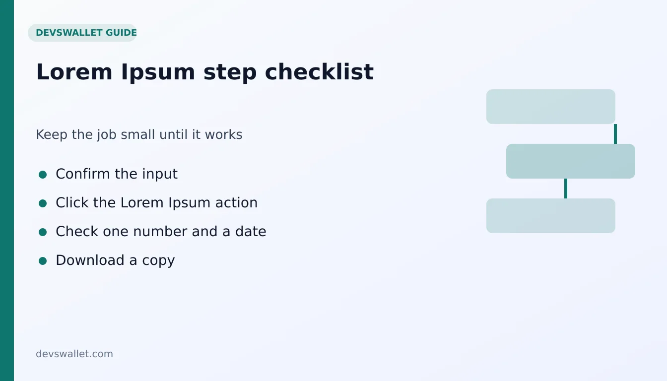 Lorem Ipsum step-by-step checklist for lorem ipsum generator