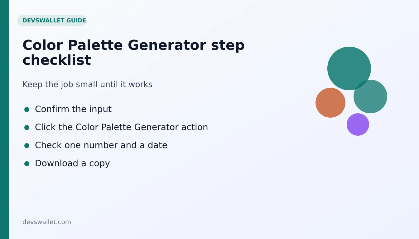 Color Palette Generator step-by-step checklist for color palette generator
