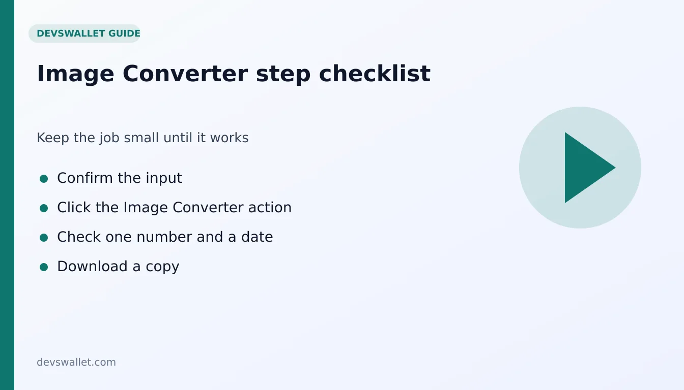 Image Converter step-by-step checklist for image converter