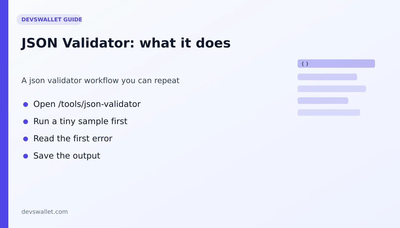 JSON Validator workflow diagram for json validator