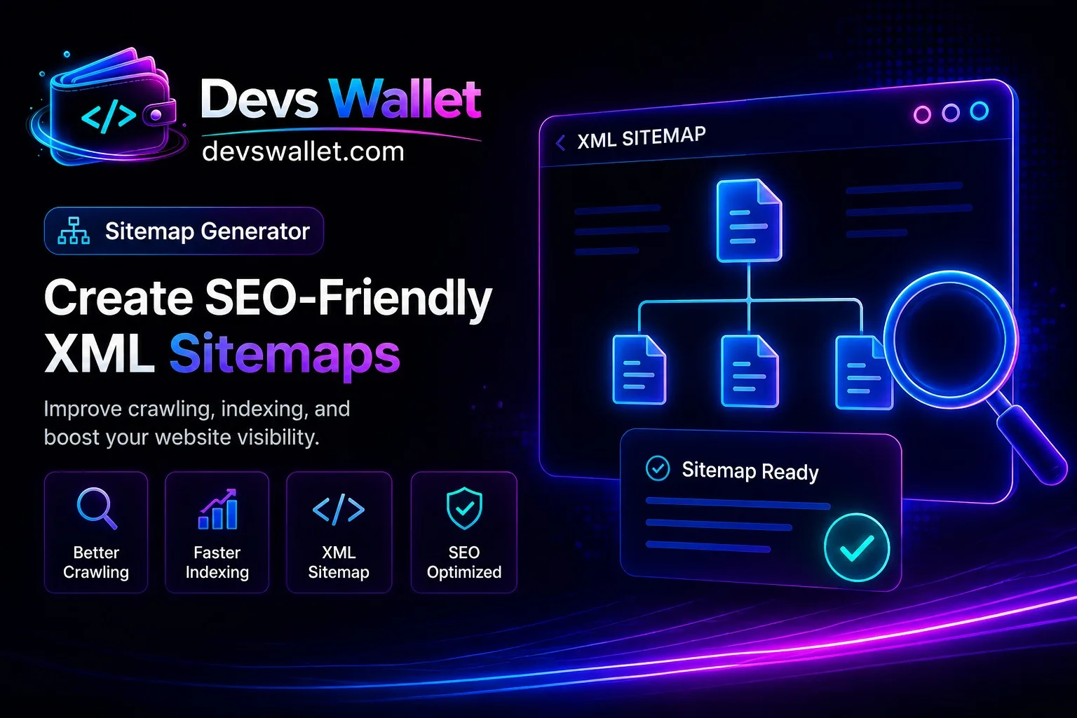 Sitemap Generator SEO guide showing XML sitemap creation and search engine indexing