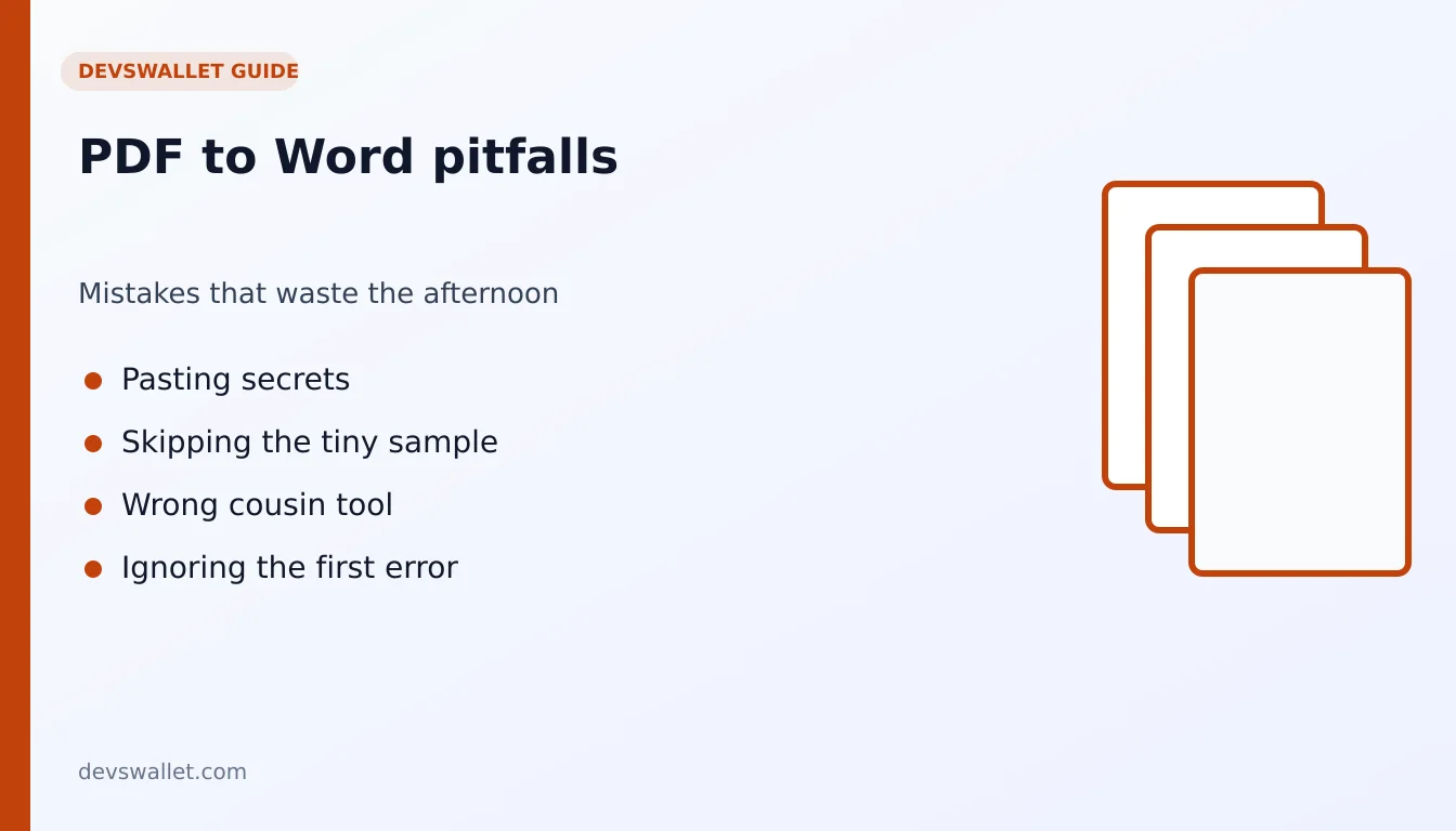 PDF to Word common mistakes illustration for pdf to word