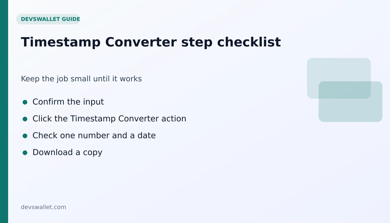 Timestamp Converter step-by-step checklist for timestamp converter