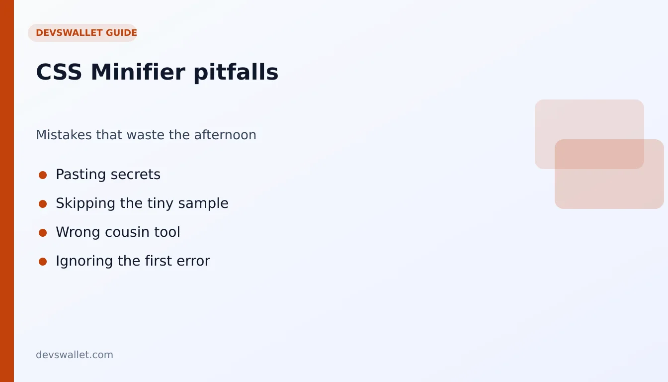 CSS Minifier common mistakes illustration for css minifier