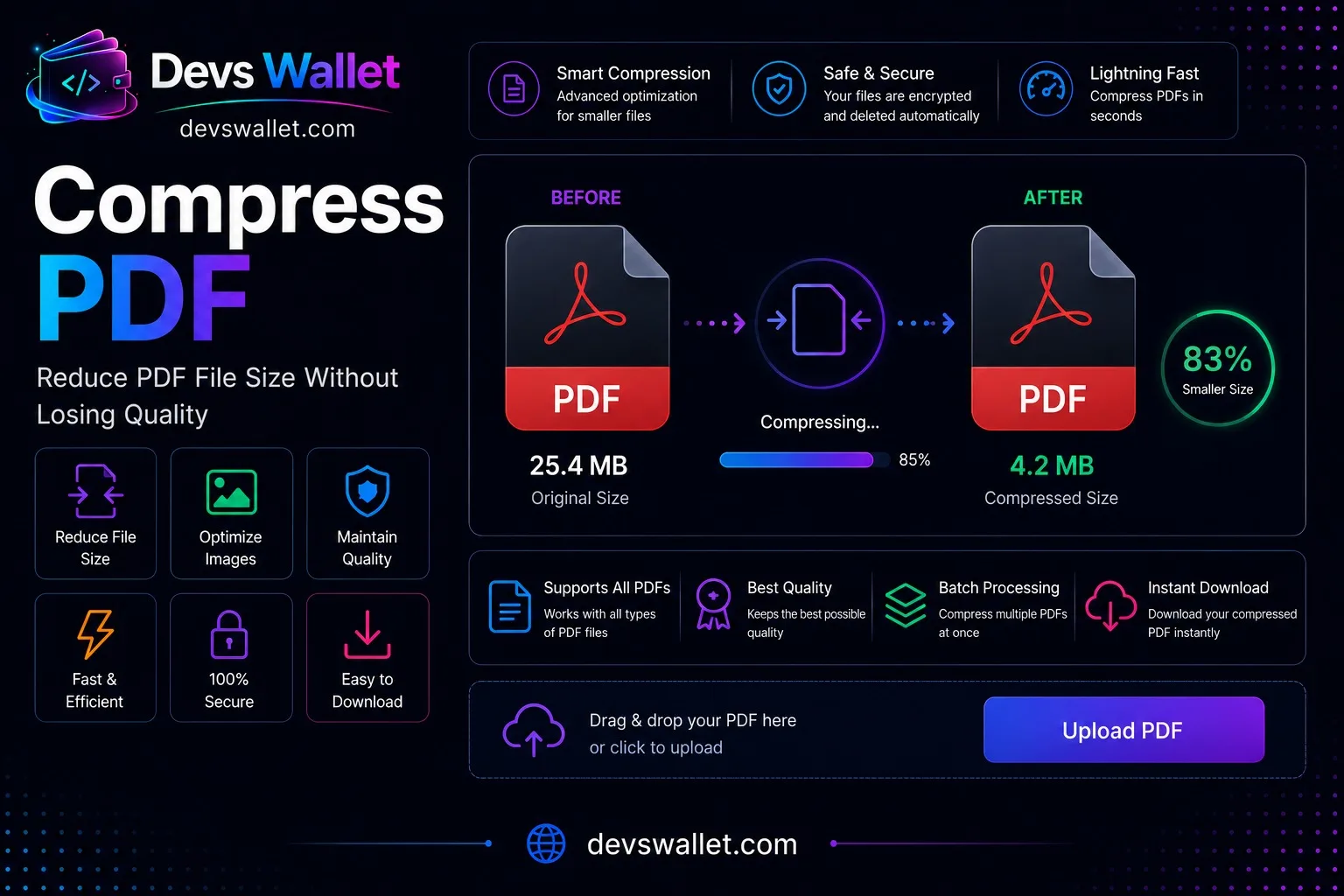 Compress PDF guide and tutorial on Devs Wallet