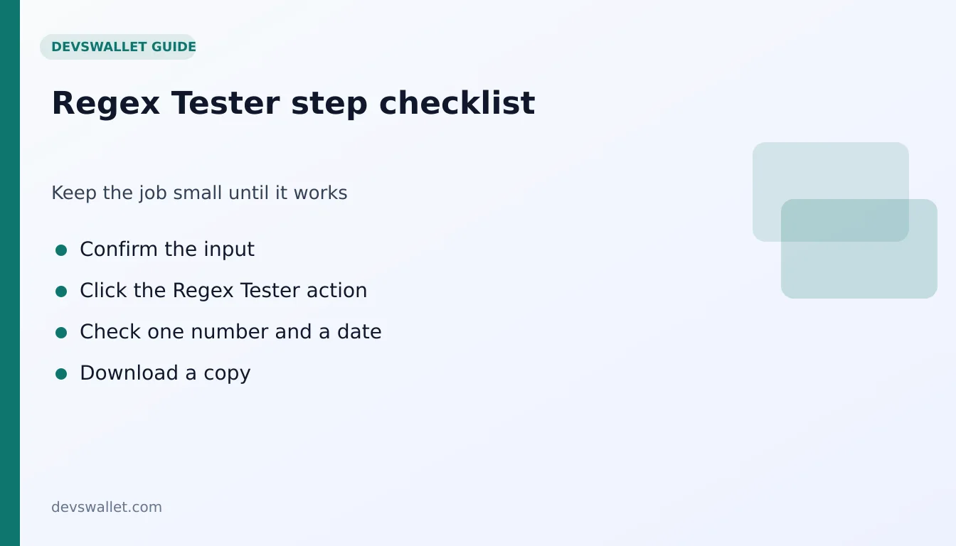 Regex Tester step-by-step checklist for regex tester