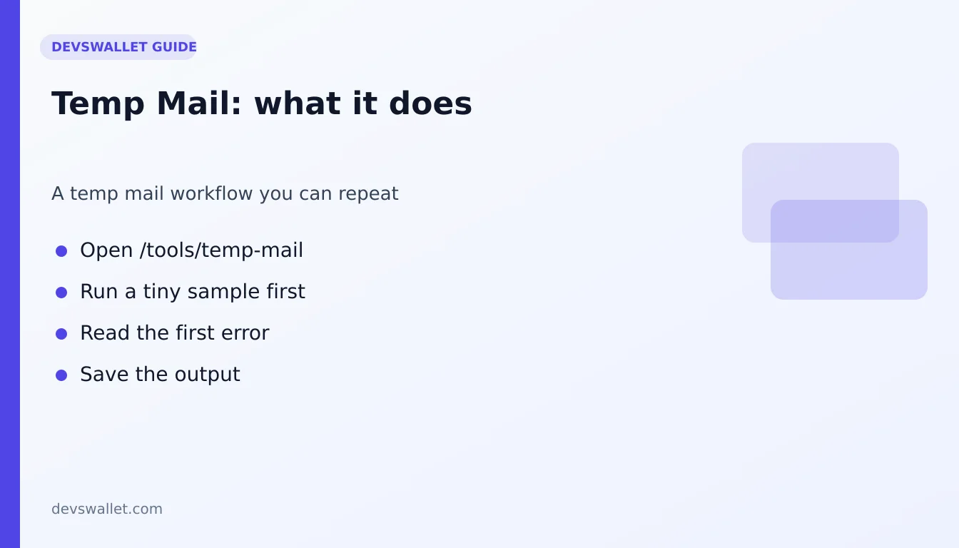 Temp Mail workflow diagram for temp mail