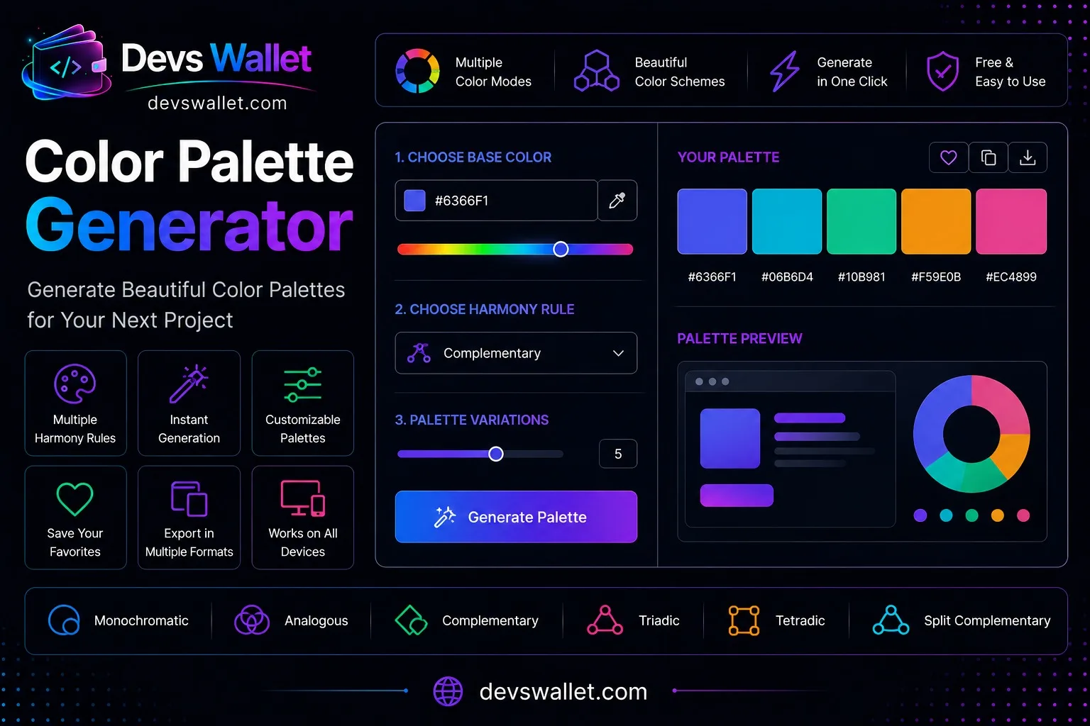 Color Palette Generator guide and tutorial on Devs Wallet