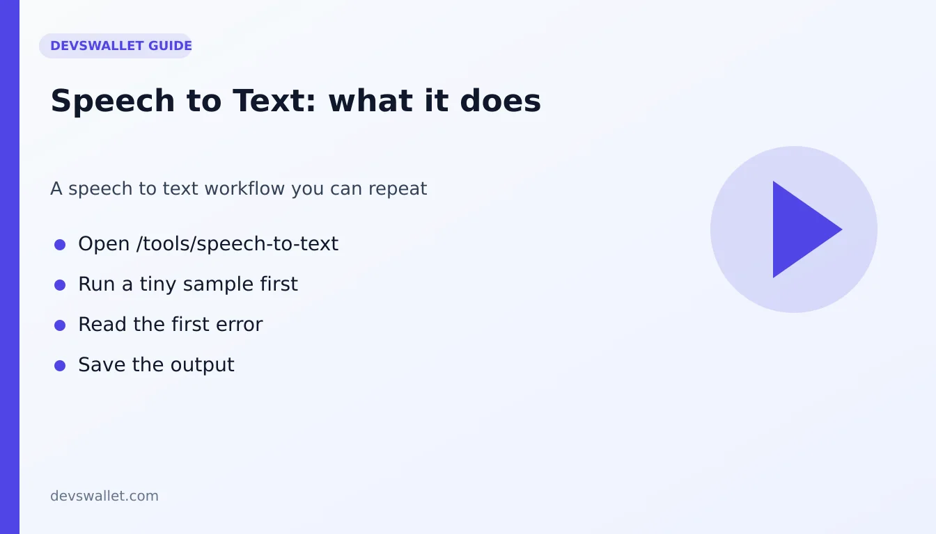 Speech to Text workflow diagram for speech to text