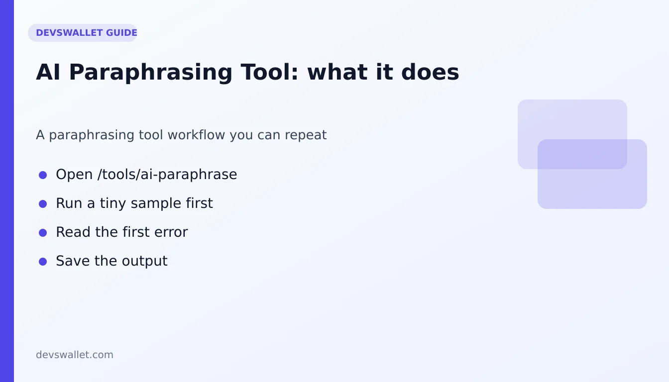 AI Paraphrasing Tool workflow diagram for paraphrasing tool