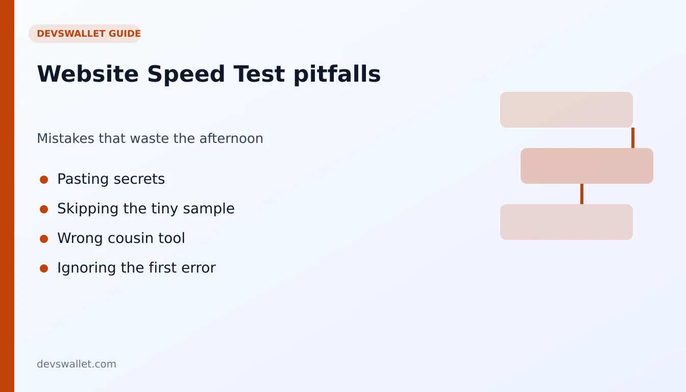 Website Speed Test common mistakes illustration for website speed test