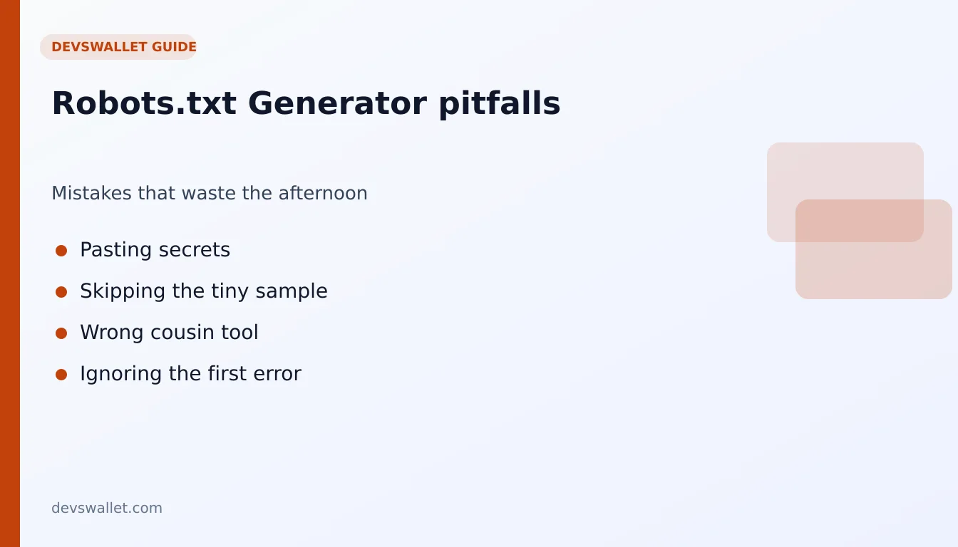 Robots.txt Generator common mistakes illustration for robots.txt generator
