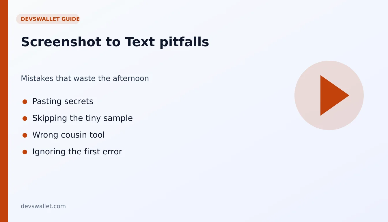Screenshot to Text common mistakes illustration for image to text