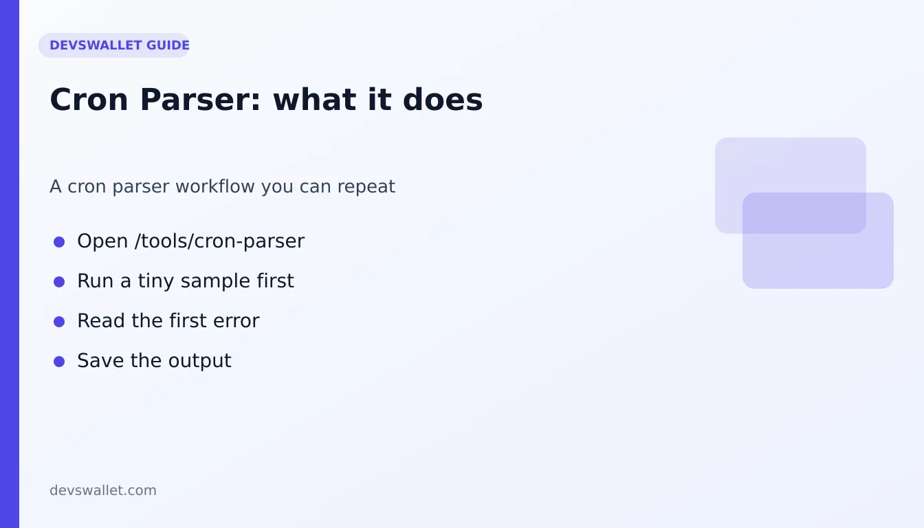 Cron Parser workflow diagram for cron parser
