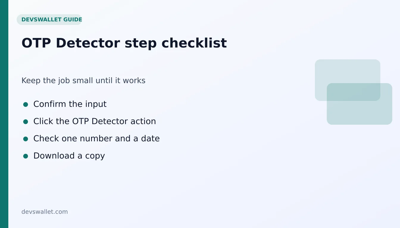 OTP Detector step-by-step checklist for otp detector