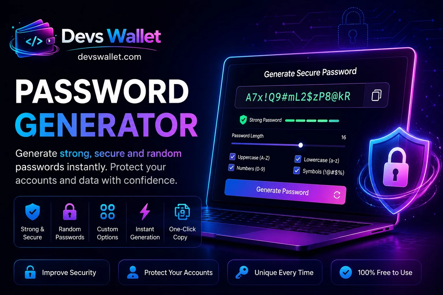 Password Generator tool for creating secure, random, and strong passwords online to improve