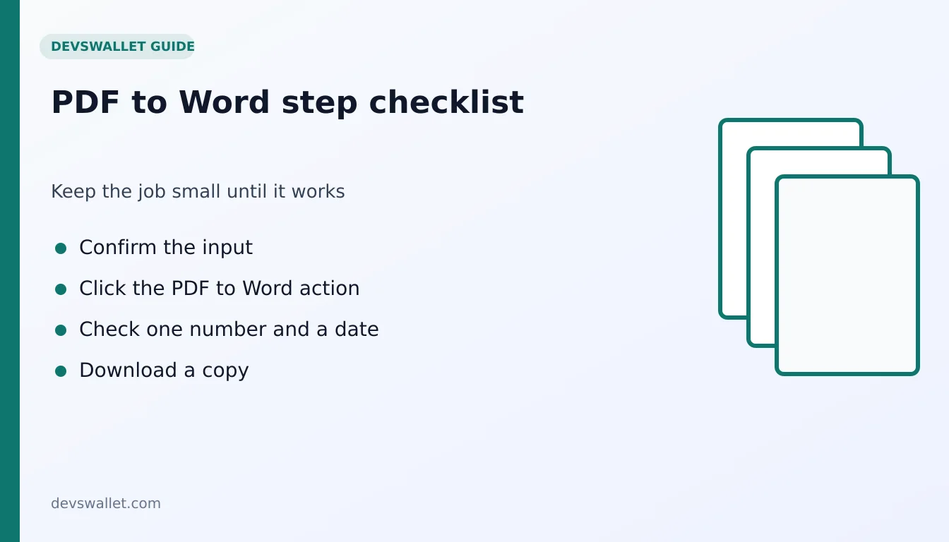 PDF to Word step-by-step checklist for pdf to word