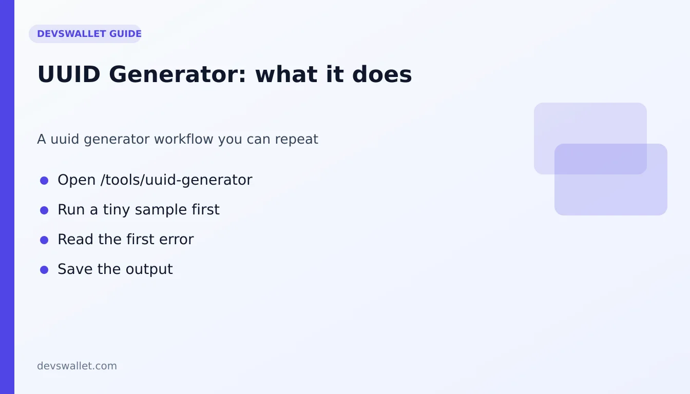 UUID Generator workflow diagram for uuid generator