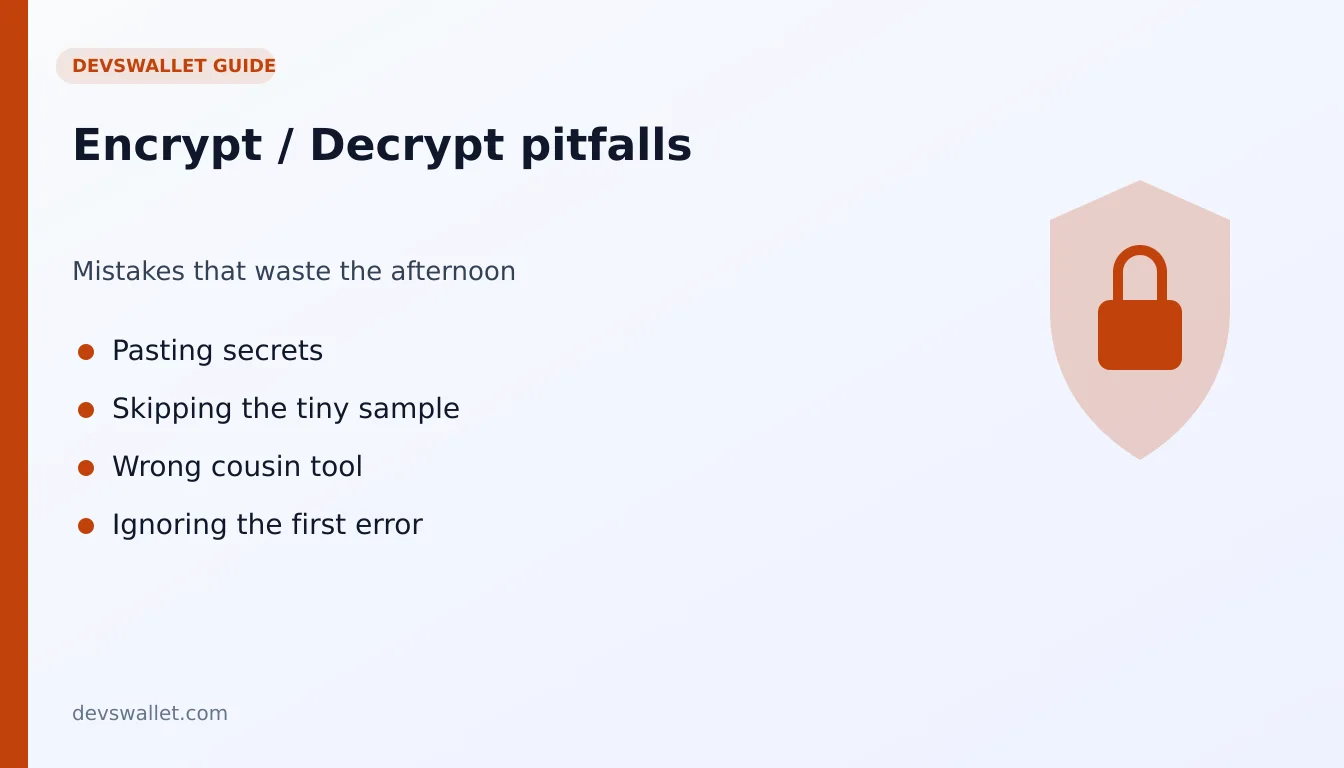 Encrypt / Decrypt common mistakes illustration for aes encrypt decrypt