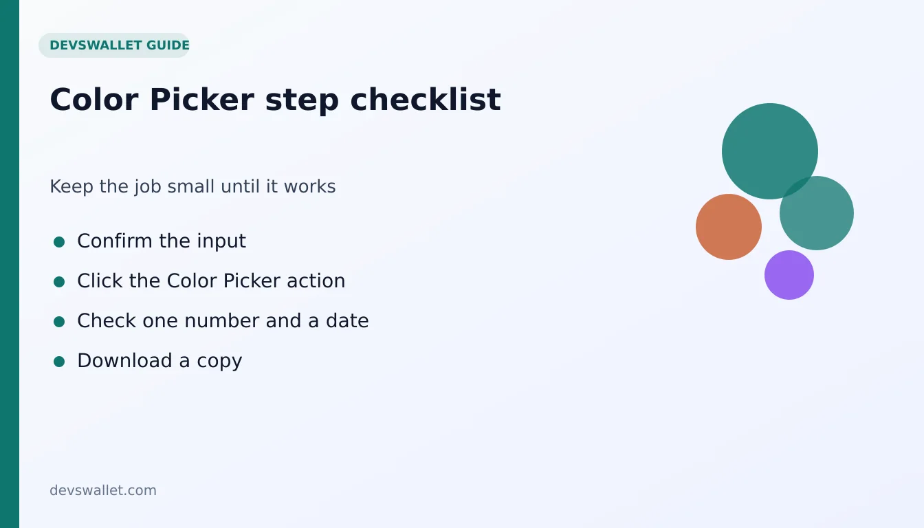Color Picker step-by-step checklist for color picker