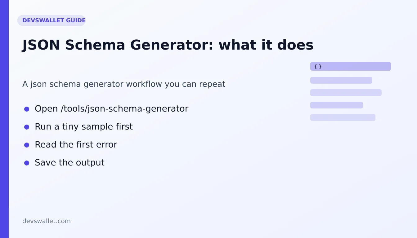 JSON Schema Generator workflow diagram for json schema generator
