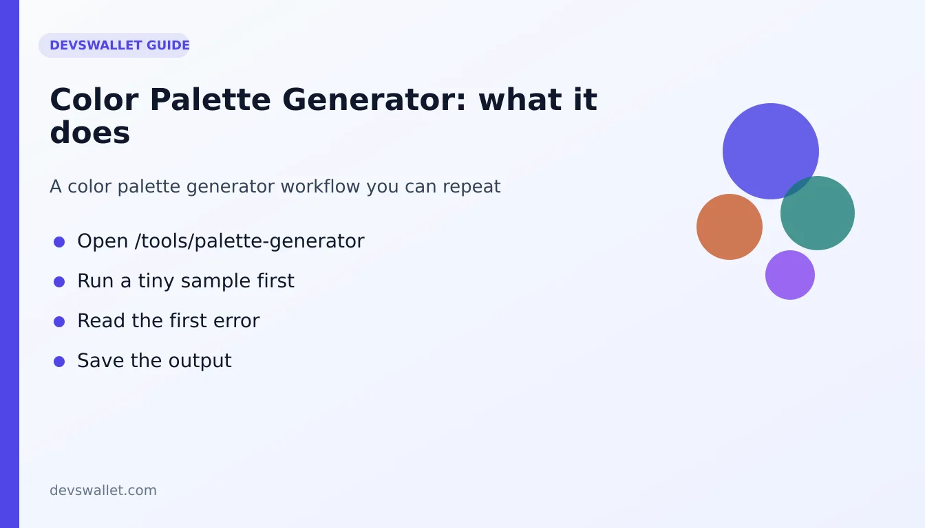 Color Palette Generator workflow diagram for color palette generator