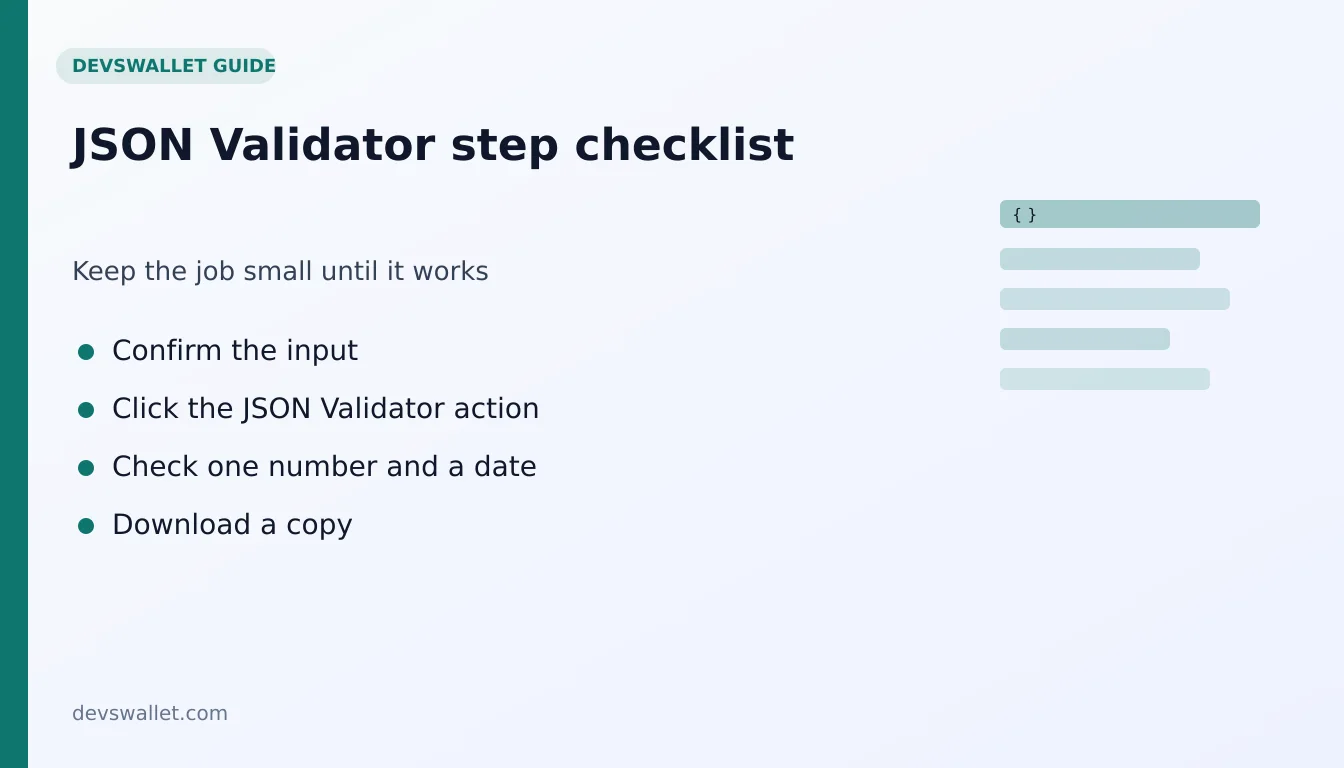 JSON Validator step-by-step checklist for json validator
