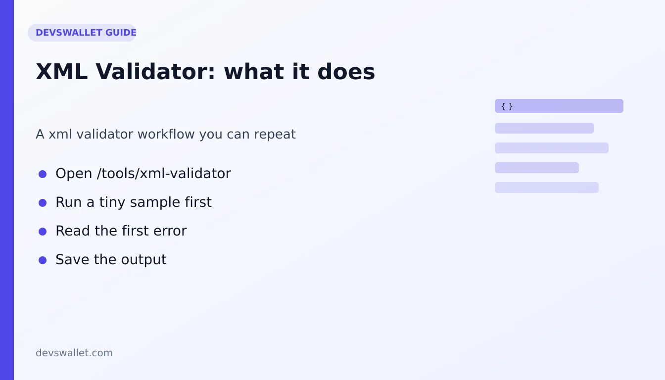 XML Validator workflow diagram for xml validator