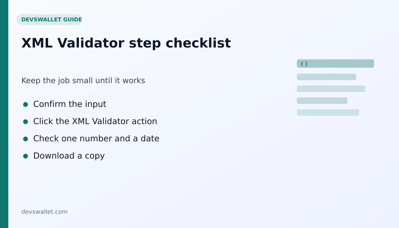 XML Validator step-by-step checklist for xml validator