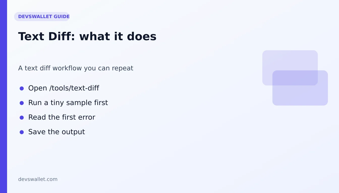 Text Diff workflow diagram for text diff
