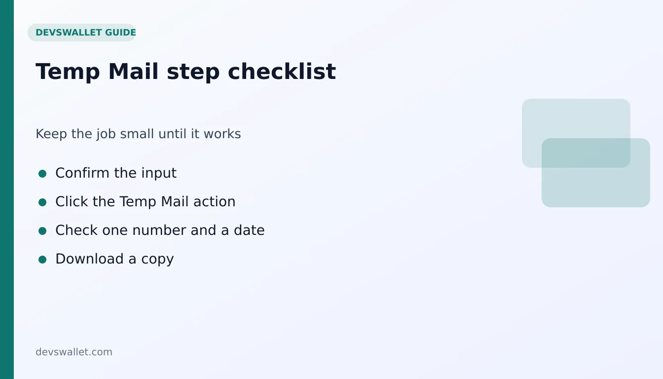 Temp Mail step-by-step checklist for temp mail