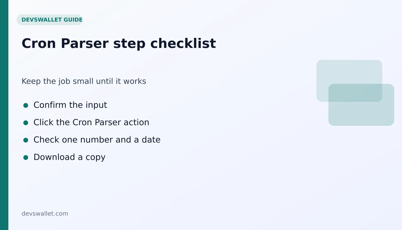 Cron Parser step-by-step checklist for cron parser