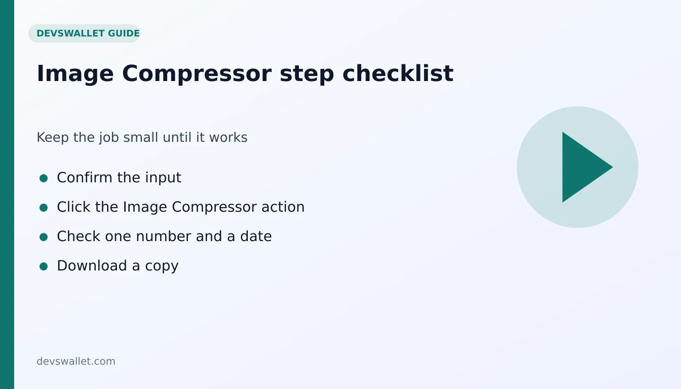 Image Compressor step-by-step checklist for image compressor