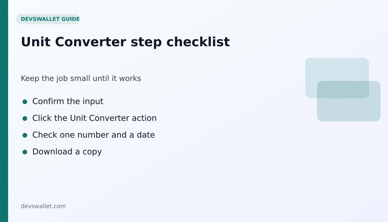 Unit Converter step-by-step checklist for css unit converter