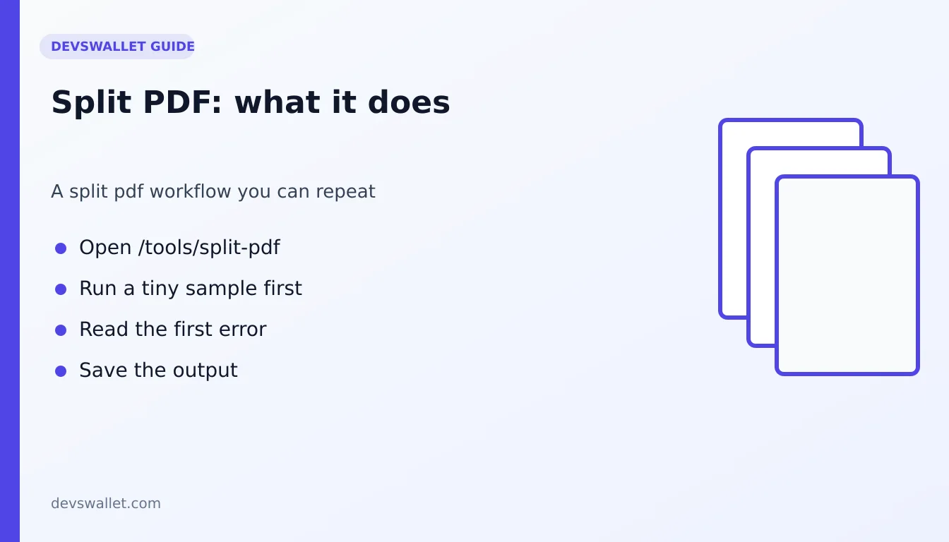 Split PDF workflow diagram for split pdf