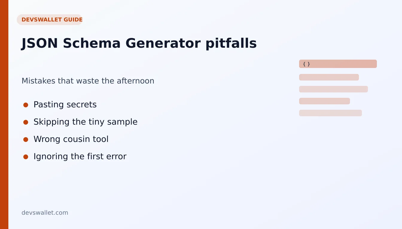 JSON Schema Generator common mistakes illustration for json schema generator