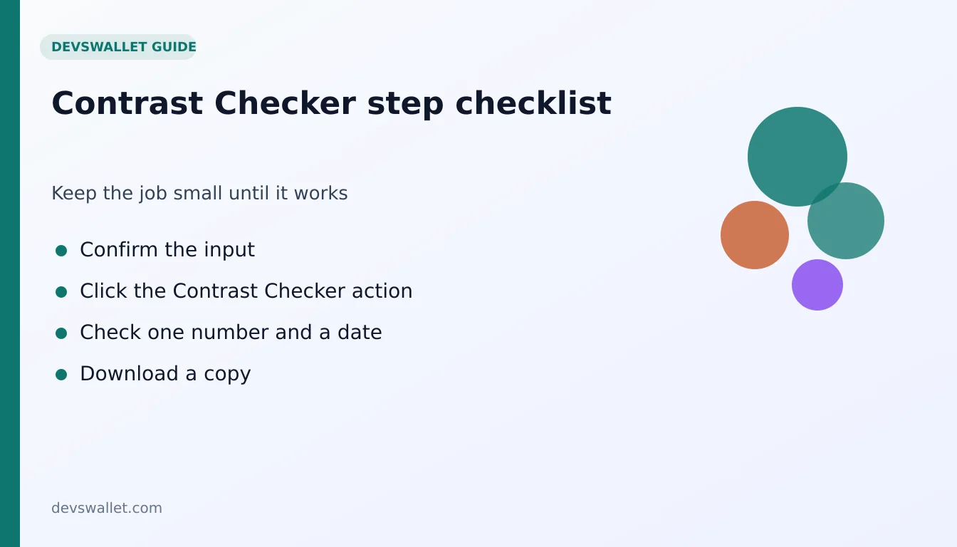 Contrast Checker step-by-step checklist for contrast checker