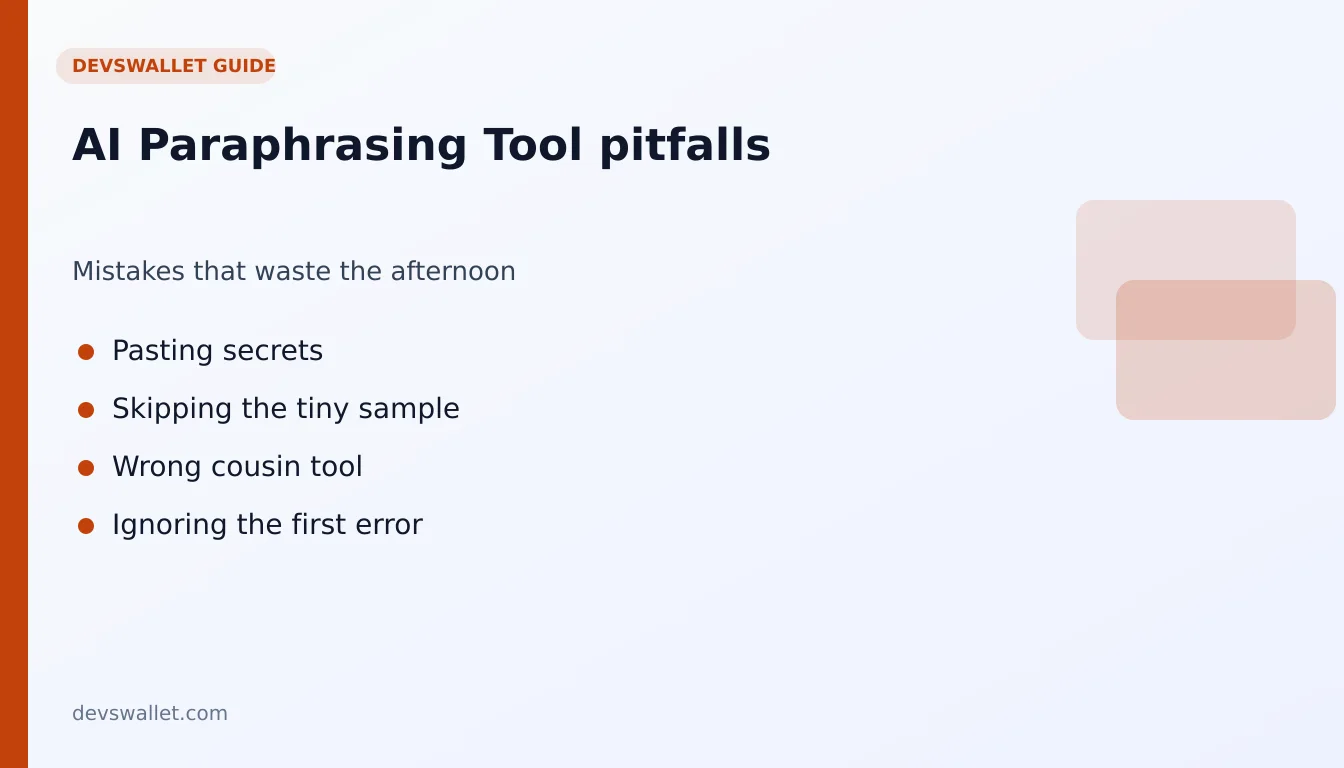 AI Paraphrasing Tool common mistakes illustration for paraphrasing tool