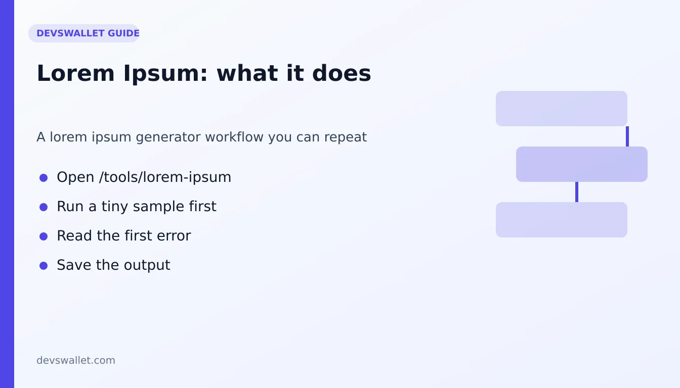 Lorem Ipsum workflow diagram for lorem ipsum generator