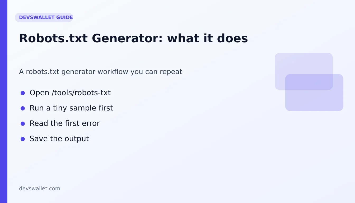 Robots.txt Generator workflow diagram for robots.txt generator