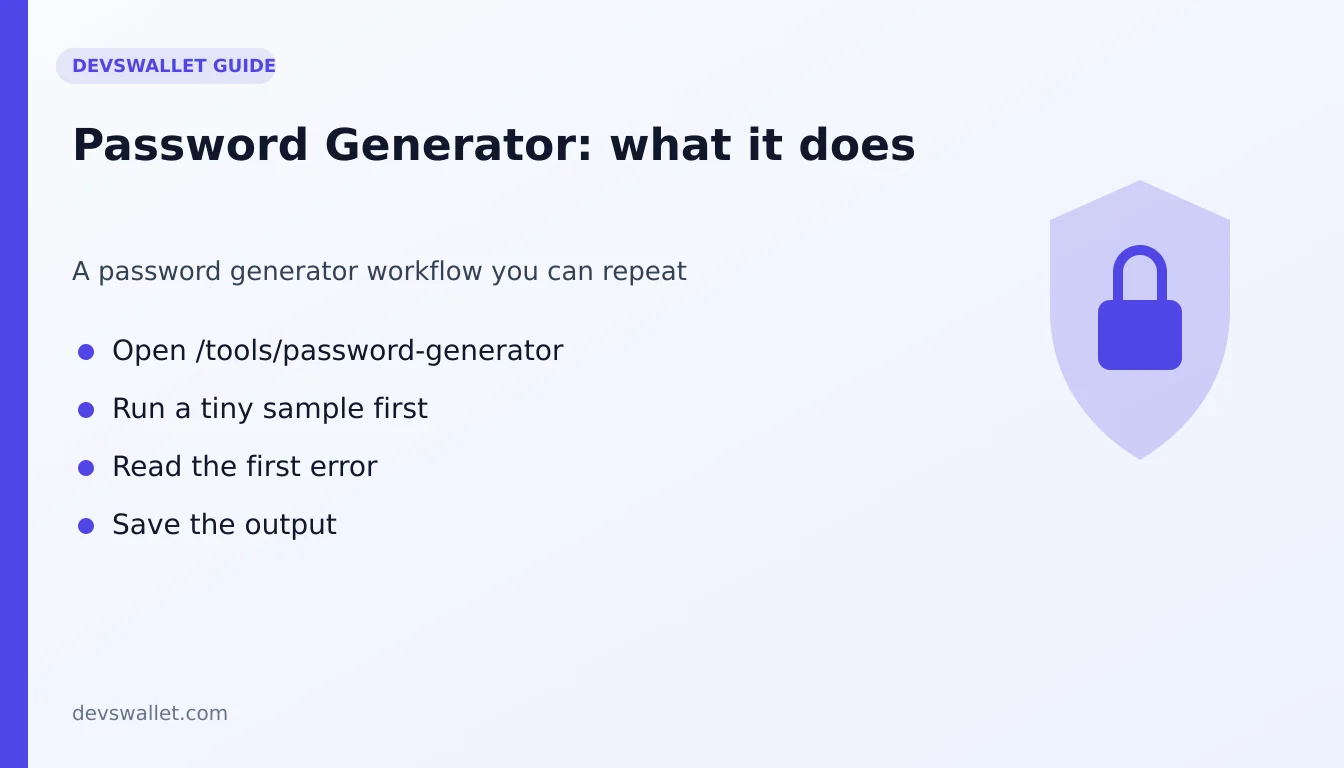 Password Generator workflow diagram for password generator